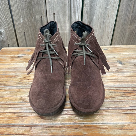 Fly London Yank Brown Fringe Booties Womens 8 Suede Leather Boot - Picture 9 of 16